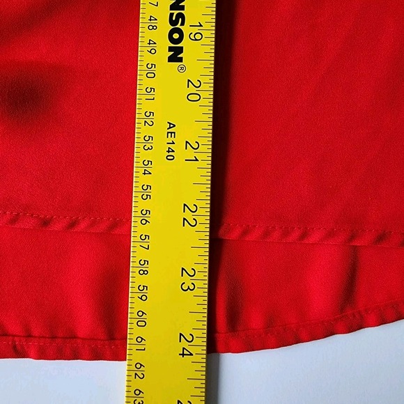 PINK ROSE‎ Red Blouse Womens Medium Short Sleeve Knot Front Chest Pocket Shirt - Picture 12 of 15